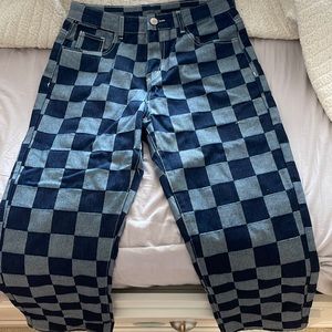 Blue Checkered Jeans